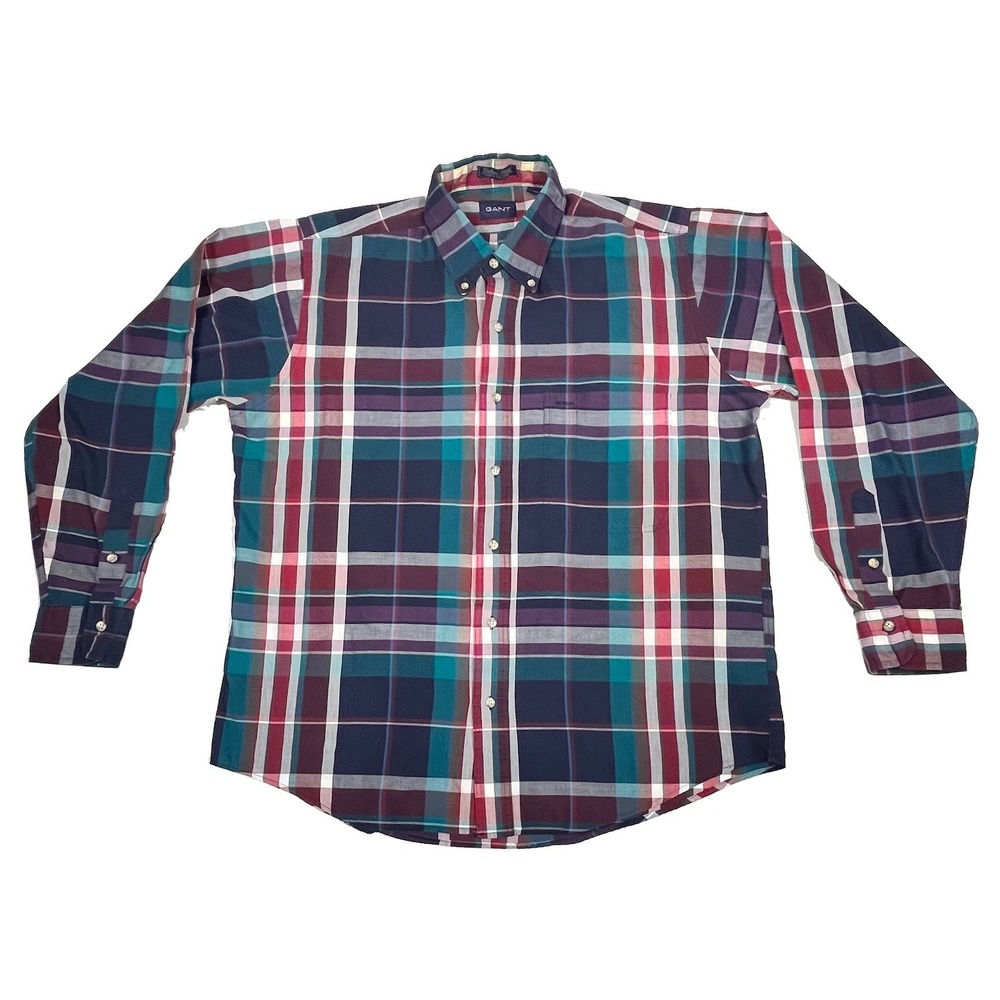 Vintage GANT Foxhunt Plaid Flannel Shirt Mens Large Button Down Long Sleeve 80's